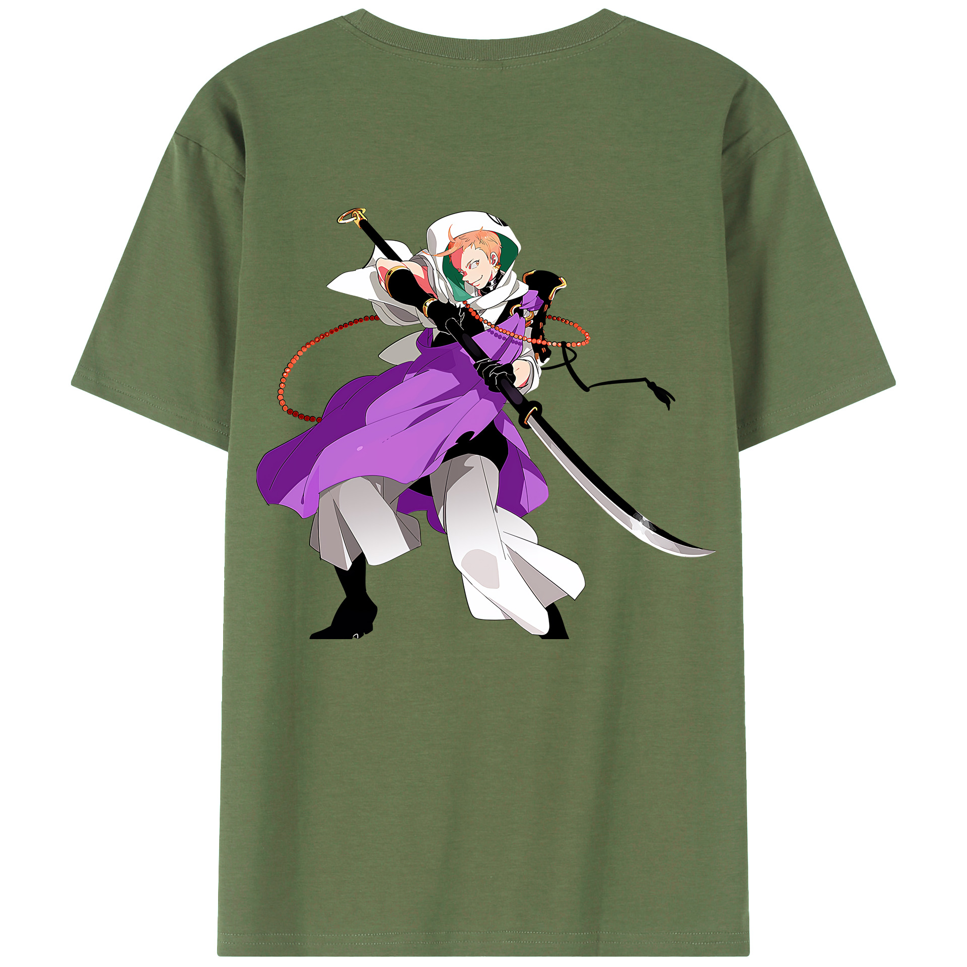（画像用） 刀剣乱舞 Touken Ranbu 綿100％ メンズ半袖Tシャツ（バックプリント） 通気性
